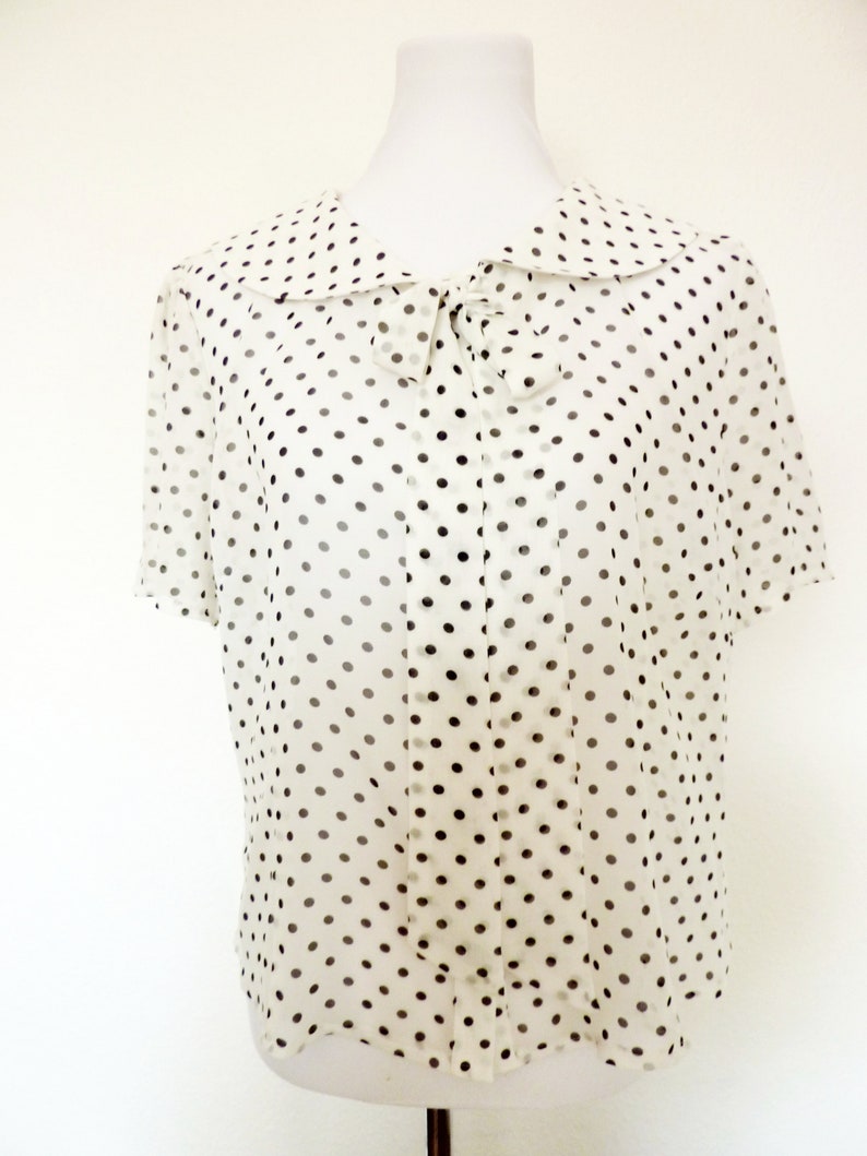 Transparent Chiffon Blouse Tunika Shirt Blouse Chiffon Peter Pan Collar creme Steampunk Lolita Look 42 M L