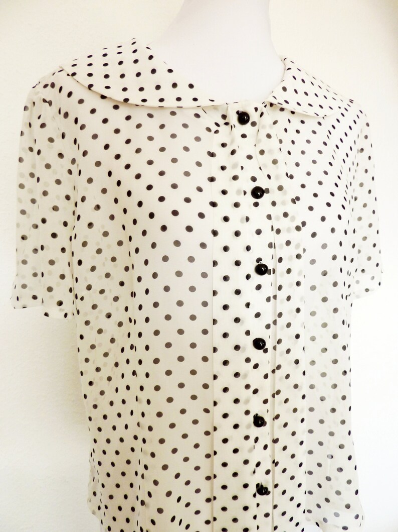 Transparent Chiffon Blouse Tunika Shirt Blouse Chiffon Peter Pan Collar creme Steampunk Lolita Look 42 M L