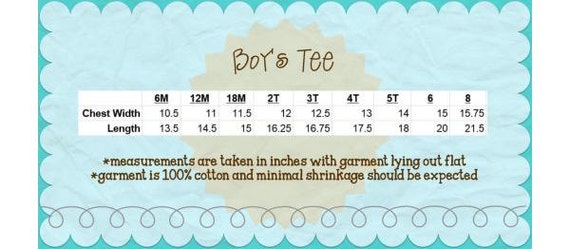 Blanks Boutique Size Chart