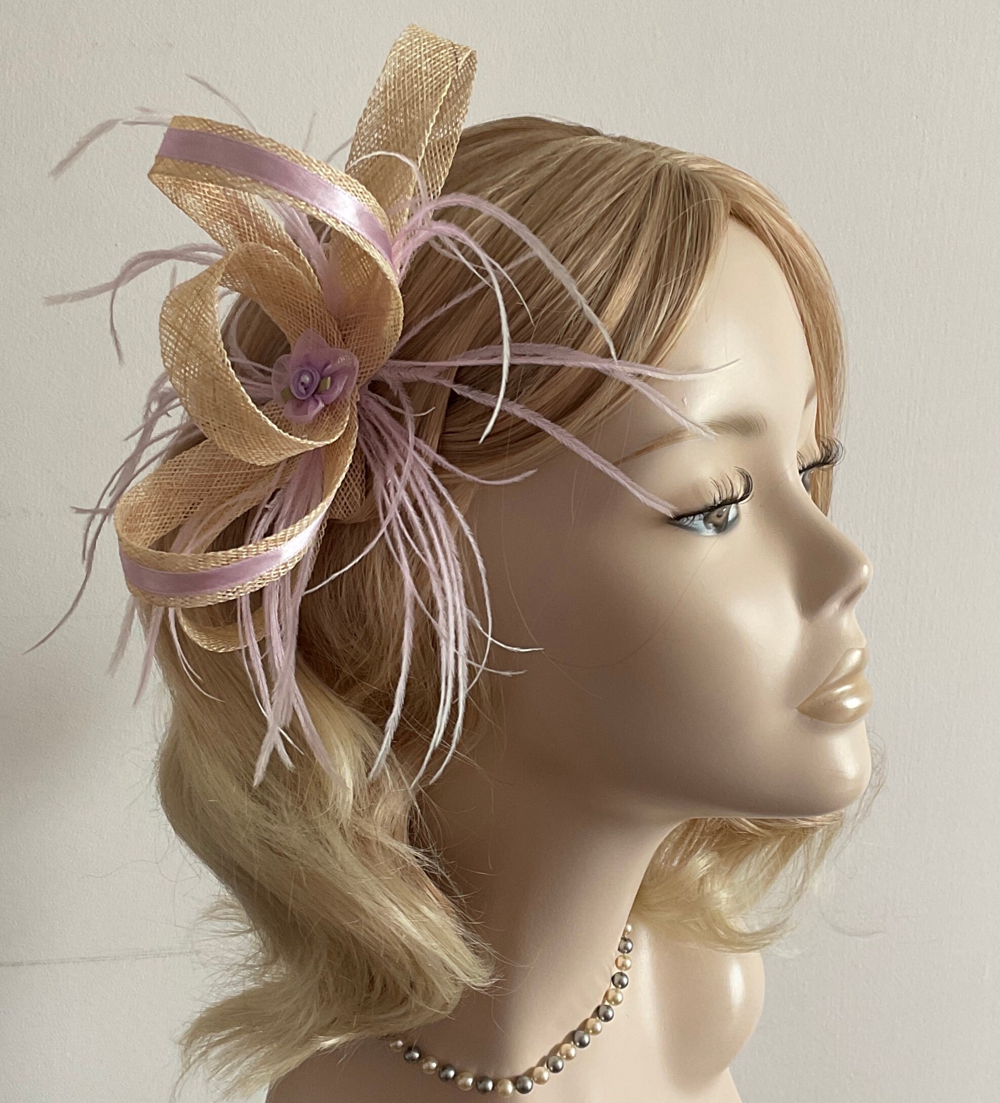 noir autruche Plume pin cheveux avec perles Nouveau liliac 
