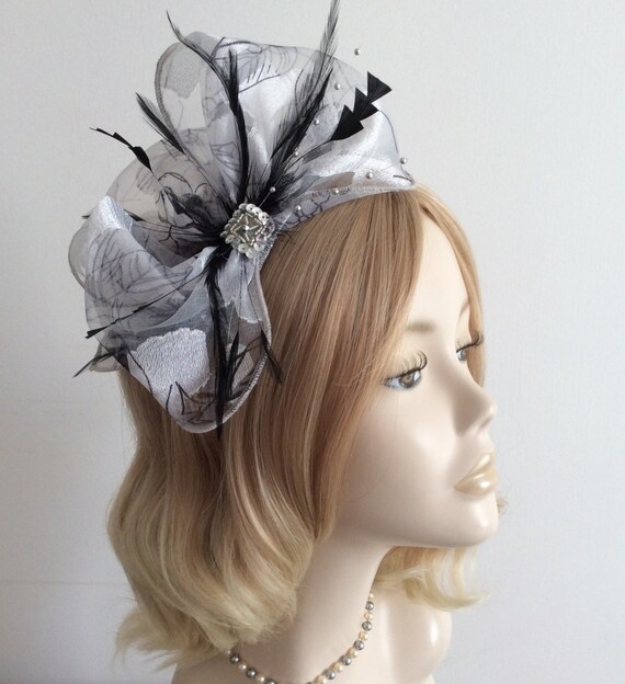 SILVER Fascinator Made With Organza | Etsy
