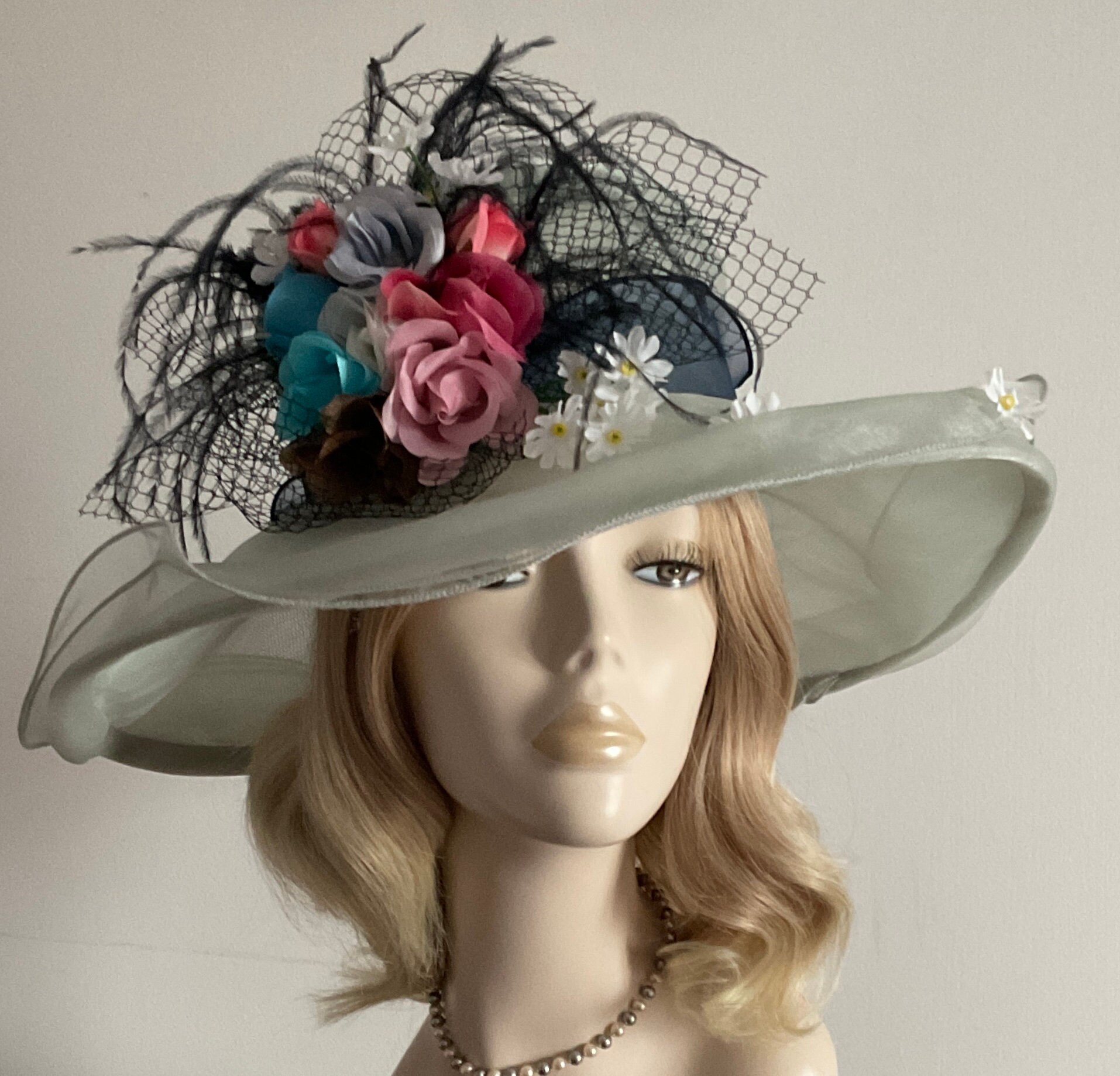 A BLUEY GREY and NAVY Hat With Net 