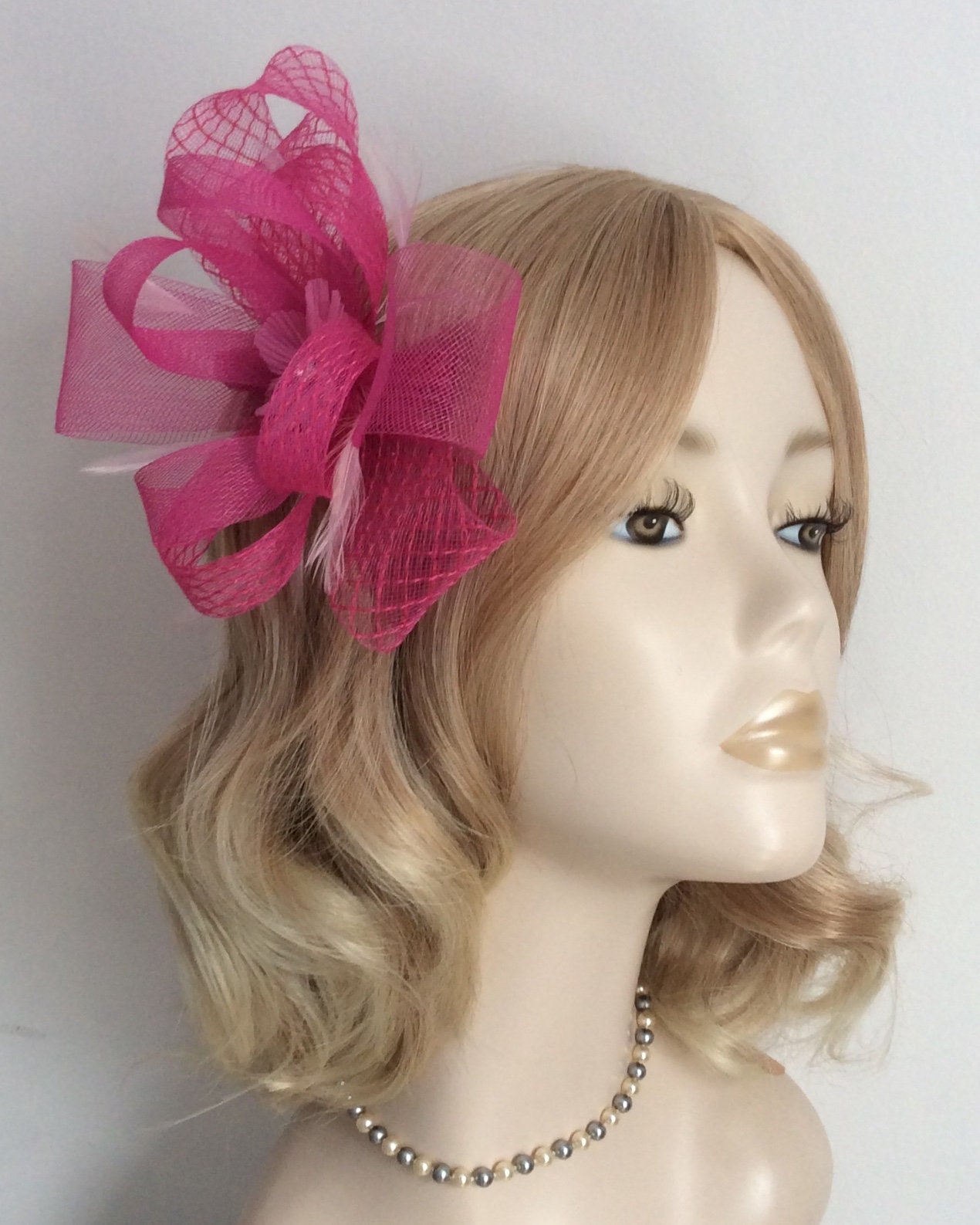 A CERISE PINK FASCINATOR With diamond and plain crin Etsy