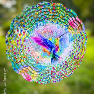 8in metal wind spinner - hummingbird