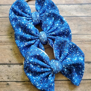 Royal Blue Glitter bow | Big Bow | Messy Bow | faux glitter