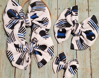 Back the Blue | Big Bow | Messy Bow | baby bows
