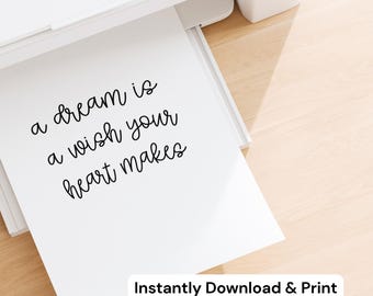 Princess Cinderella Quote Dreamer Poster Print Blue Fairytale Nursery Wall Art Girls Bedroom Decor