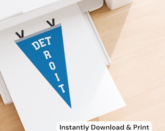 Detroit Lions Artwork Vintage Pennant Flag Football Room Decor Retro Sport Gallery Wall Art Michigan Sports Poster Print Digital Download