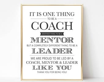 5 x 7 Coach Appreciation Thank You Card Printable Instant Download Tag Typography Sign