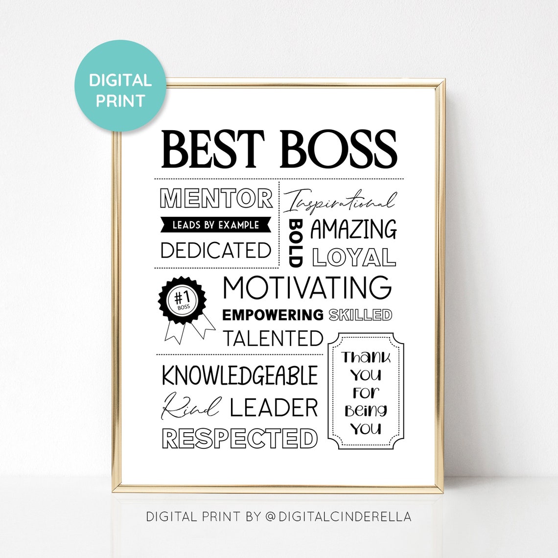 Boss Day Gift Printable Best Boss Quote Gift Inspirational Office Decor ...