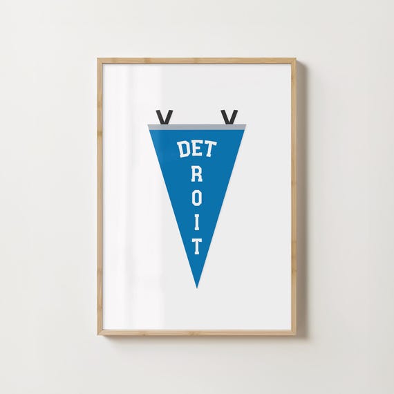 Detroit Lions Artwork Vintage Pennant Flag Football Room Decor Retro Sport Gallery Wall Art Michigan Sports Poster Print Digital Download
