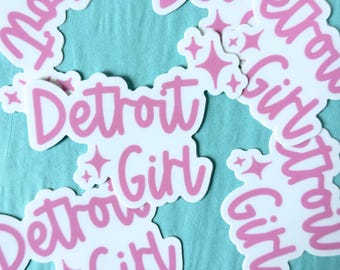 Detroit Girl Quote Blush Pink Sticker Vinyl Decal Die Cut