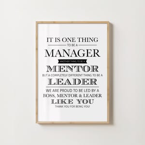 Stampa per anniversario di manager, citazione ispiratrice, poster da parete, stampabile, regalo per la giornata del capo, mentore, decorazione per ufficio, cartello da scrivania (noi)
