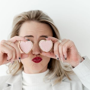 Chenille Heart Patch Sticker: Embroidered, Self Adhesive