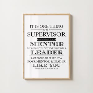 Boss Appreciation Quote Art Print: Supervisor, Mentor, Leader (Digital Download)