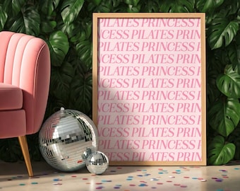 Pilates Princess Wall Art Pink Workout Fitness Motivation Poster Print Girly Studio Decor