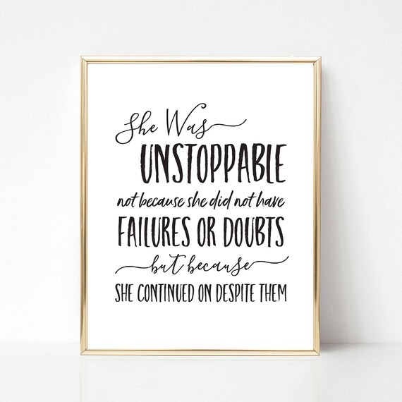 She Was Unstoppable Printable Office Wall Art Inspirational Etsy