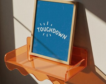 Touchdown Poster Print Bedroom Sports Wall Art Detroit Game Day Party Supplies Football Season