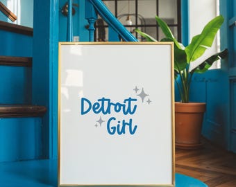 Detroit Girl Quote Wall Art Apartment Lions Inspired Football Sports Home Decor Girly Dorm Room