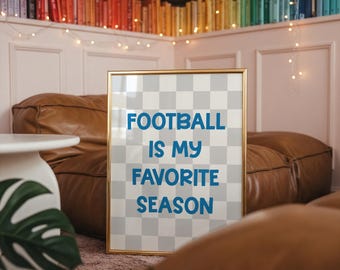 Football Favorite Season Detroit Lions Inspired Sports Quote Poster Print for Home Decor Wall Art