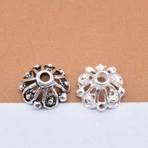 16 Sterling Silver Floral Bead Caps, 925 Silver Bead Cap, Flower Bead Cap, Blossom Cap, Bead Spacer, Spacer Bead Cap 8mm