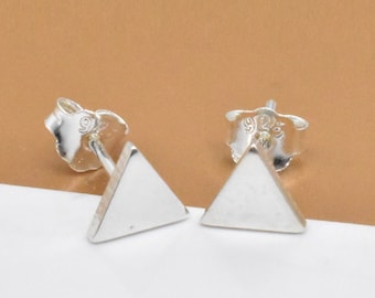 4prs Sterling Silver Triangle Earring Posts w/ Backs, 925 Silver Triangle Post Earring, Ear Stud Earring, Geometry Earring, Plain Triangle