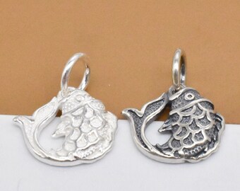 2 Sterling Silber Fisch Charms, 925er Silber Fisch Charm, Ozean Charm, See Charm, Fisch Charm Anhänger, Kettenanhänger, Armbandanhänger