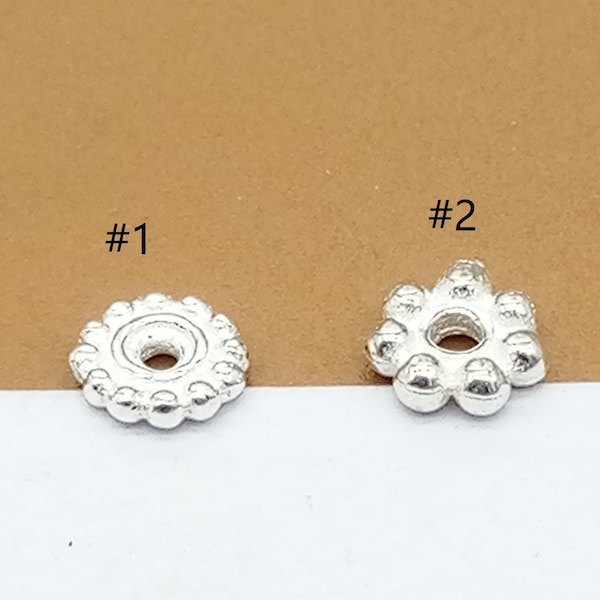 30 Sterling Silver Gear Bead Spacers, 925 Silver Daisy Flower Type Spacer Beads, Bracelet Bead, Shiny Bead Jewelry Finding, Jewelry Making