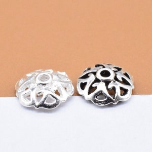 30 Sterling Silver Flower Bead Caps, 925 Silver Bead Cap, Floral Bead Cap, Blossom Cap, Spacer Bead Cap 6mm
