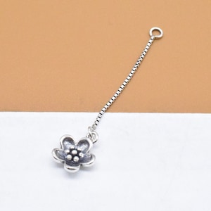 2 Sterling Silver Plum Flower Extension Chains, 925 Silver Chain Extender, Flower Extender Chain for Bracelet, Necklace Extender Chain 40mm