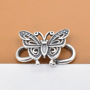 2 Sterling Silver S Clasp, 925 Silver Butterfly S Clasp, Oxidized Butterfly Clasp, Butterfly Connector, Hook Clasp Connector, Necklace Clasp