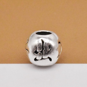 5 Sterling Silver Safe Trip Wherever You Go Beads, 925 Silver Travel Safely Beads, Large hole Rondelle Beads, Chinese Character Beads 出入平安