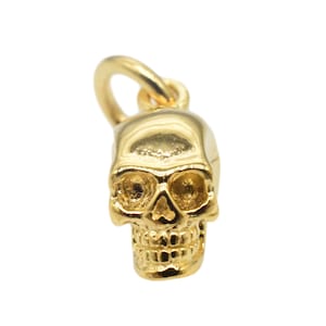 18K Gold Vermeil Style Skull Charm, Skeleton Charm, 18K Gold Plated over 925 Sterling Silver Skull Charm, Skull Pendant for Necklace
