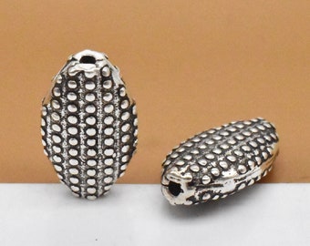 Cuentas de plata de ley 925 con forma de oliva, cuentas ovaladas, cuentas de oliva oxidadas, cuentas espaciadoras, cuentas para collar, cuentas para pulsera de 15 mm.