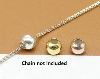 10 Sterling Silver Stopper Beads w/ Silicone, 925 Silver Silicone Ball Bead, Gold Plated Silicone Bead for Necklace Bracelet 3mm 4mm 5mm 6mm