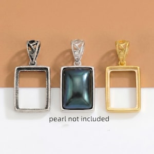 Sterling Silver Rectangle Bezel Pendant Tray, Charm Bezel, Cabochon Base Setting, Fit 10x14mm, 12x16mm, 13x17mm, 16x22mm, 16x27mm, 20x30mm