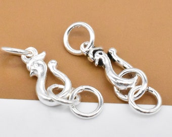 8 Sterling Silver Swan Hook Clasp Connector, 925 Silver Swan Clasp Connector, S Clasp, Swan Connector for Necklace Bracelet, Jewelry Finding