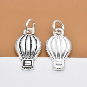 2 Sterling Silver Hot Air Balloon Charms, 925 Silver Balloon Charms, Travel Charms, Journey Charm, Bracelet Charm, Necklace Charm