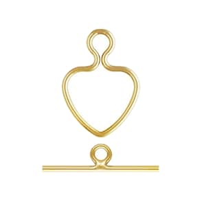 2 Sets 14K Gold Filled Heart Toggle Clasps, Gold Filled Love Heart Toggle Clasp, Bracelet Clasp, Necklace Clasp, Valentine Jewelry