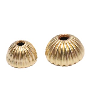 2pcs 14K Gold Filled Corrugated Bead Caps, Gold Filled Corrugated Spacer Bead, Corrugated Bead Spacer for Bracelet Necklace 7mm 7.7mm