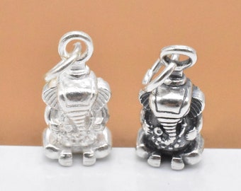 Sterling Silber Ganesha Charme, 925er Silber Ganesha Charme, Shiva Charme, Elefant Charme, kleine Ganesha Anhänger, Halskette Charme, Armband Charme