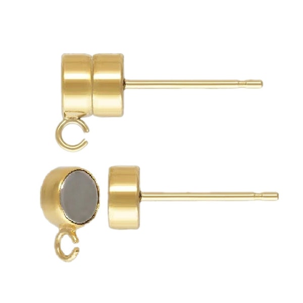 14K Gold Filled 4.5mm Magnetic Post Earring w/ Backs, Gold Filled Magnet Stud Earring Post, Earring Jewelry Findings 1/20 14K