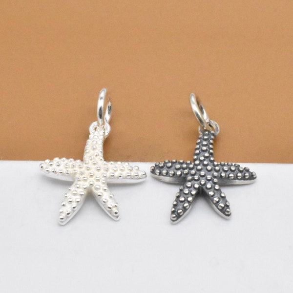 5 Sterling Silver Starfish Charms, 925 Silver Starfish Charms, Star Fish Charm, Ocean Charms, Sea Charm, Bracelet Charm, Necklace Charm