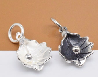 2 Sterling Silver Flower Charms, 925 Silver Textured Flower Charms, Floral Charm, Blossom Charm, Flower Necklace Charm, Bracelet Charm