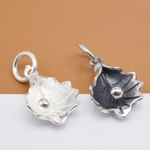 4 Sterling Silver Flower Charms, 925 Silver Textured Flower Charms, Floral Charm, Blossom Charm, Flower Necklace Charm, Bracelet Charm