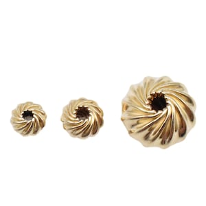 5pcs 14K Gold Filled Twist Corrugated Saucer Beads, Gold Filled Corrugate UFO Beads, Saucer Beads, Twisted Spacer Bead for Bracelet Necklace