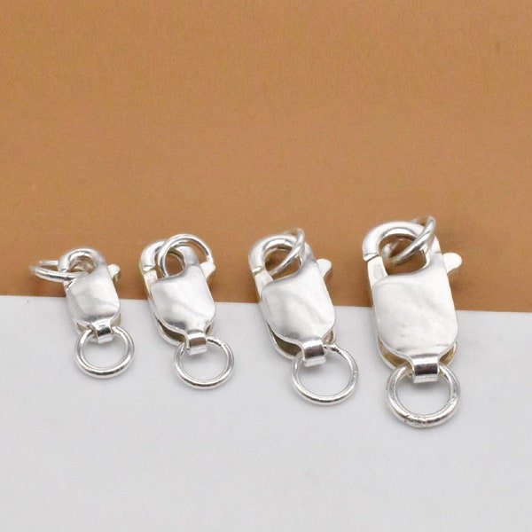 5 Sterling Silver Lobster Clasps with 2 Rings, 925 Silver Rectangle Trigger Clasps, Lobster Claw Clasp, Necklace Clasp, Bracelet Clasp
