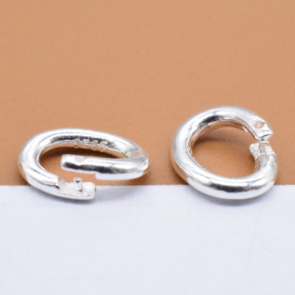 5 Sterling Silver Oval Lock Jump Rings 8x6mm, 925 Silver Lock Jump Ring, Lock in Jump Ring, Locking Jump Ring, Open to Closed Clasp