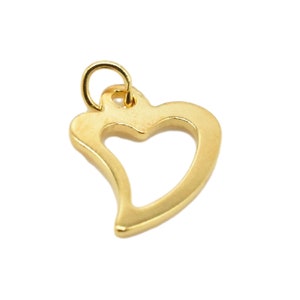 14K Gold Vermeil Style Heart Charm on 925 Sterling Silver, Plain Heart Charm, Heavy 14K Gold Plated Love Heart Charm, Valentine Charm