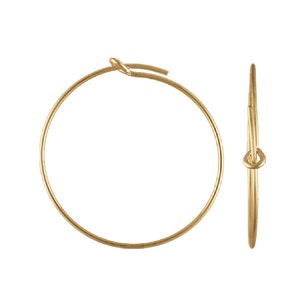 2 Pairs 14K Gold Filled Beading Hoops, Gold Filled Hoop Earring, Earring Component, Round Ear Wire Hoop, Earring Hoop Findings